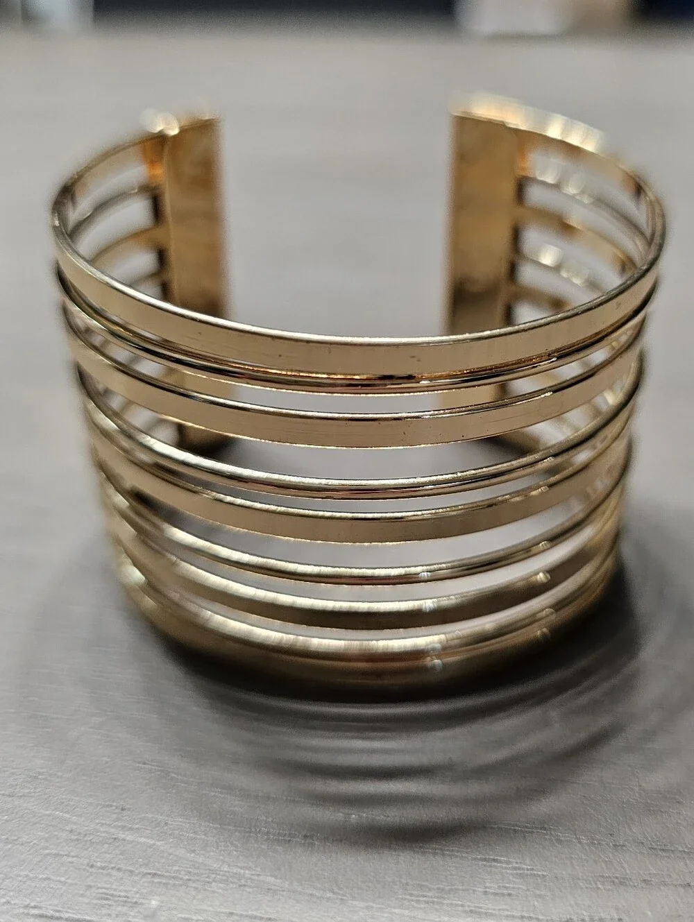 Gold Multi-Strand Cuff Bracelet | Layered Statement Open Bangle